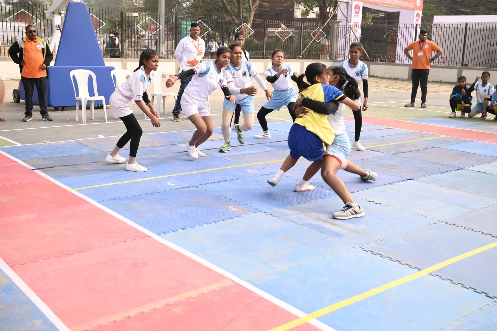 Young athletes competing in kabaddi